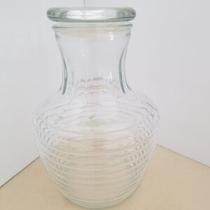 Vintage Anchor Hocking Clear Glass Ribbed Jar with Lid